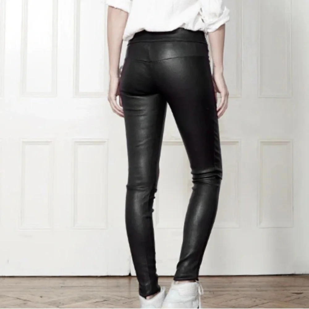 Daryl K Stretch Lamb Leather Black Classic Leggings Size 8 - Picture 3 of 10